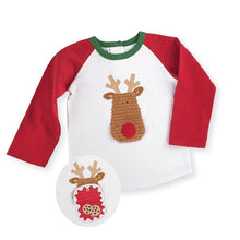 Load image into Gallery viewer, REINDEER BASEBALL RAGLAN TOP WITH OPENING MOUTH FLAP WITH COOKIES
