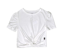 Load image into Gallery viewer, GIRLS WHITE PUFF SLEEVE KNOTTED SHIRT
